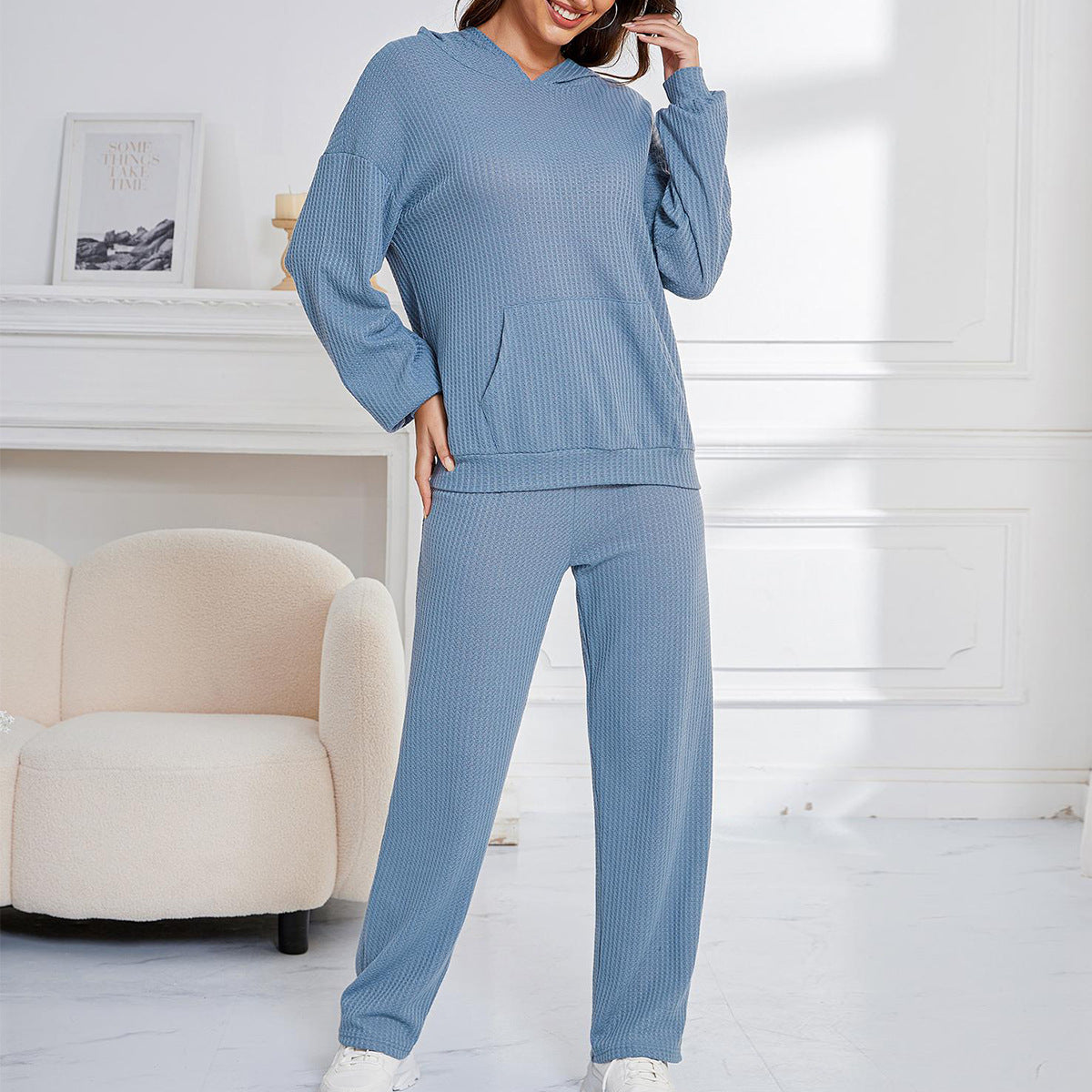 Dropped Shoulder Long Sleeve Hoodie and Pants Set